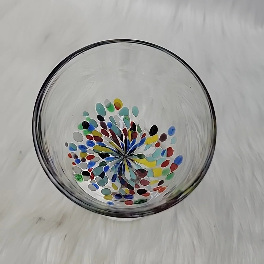 CONFETTI FESTIVAL Design Hand-Blown‎ Wine Party Celebration Glasses Set of 4